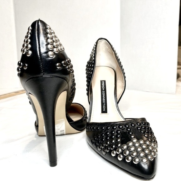 NWT — French Connection D’Orsay Silver to Black Studded Hombre Heels Size 6.5 - Picture 2 of 13